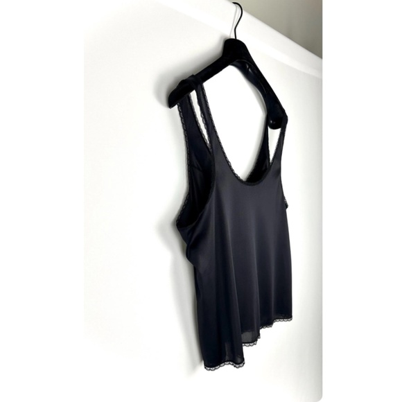 Vintage 1980’s ‘Vassarette’ Satin Nylon Scoop Neck Black Slip Top - Large - Picture 10 of 10